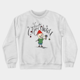 Little Boy Holding Candy Merry Christmas Crewneck Sweatshirt